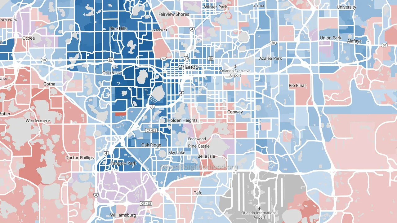 Orlando, FL block-group political-lean map