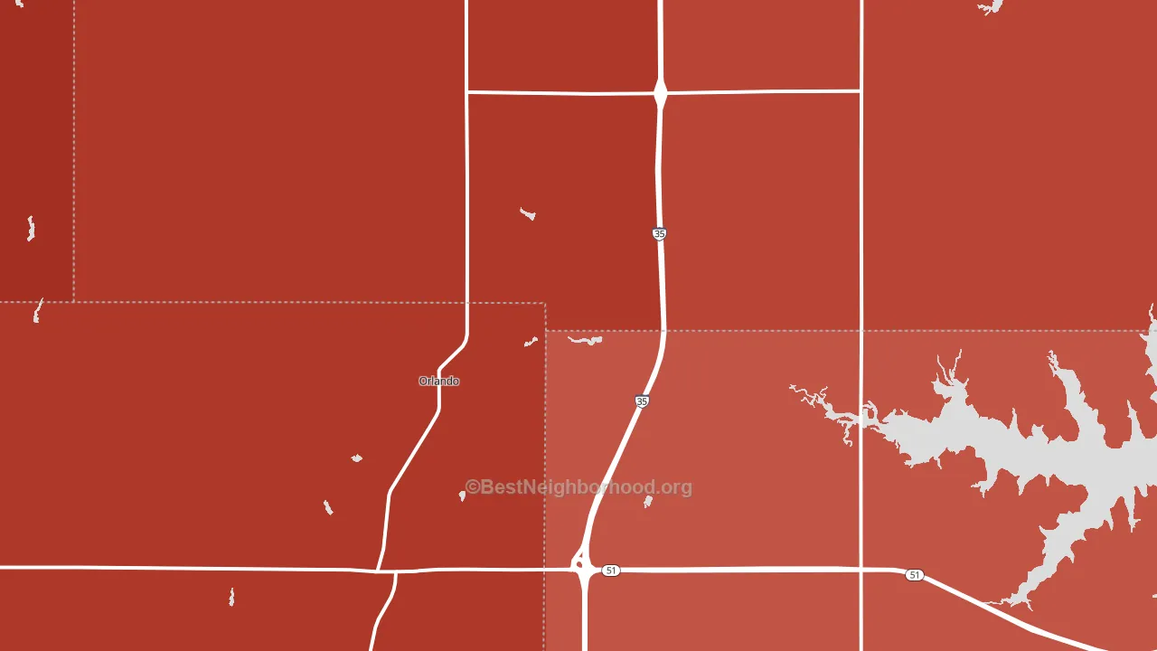Orlando, OK block-group political-lean map