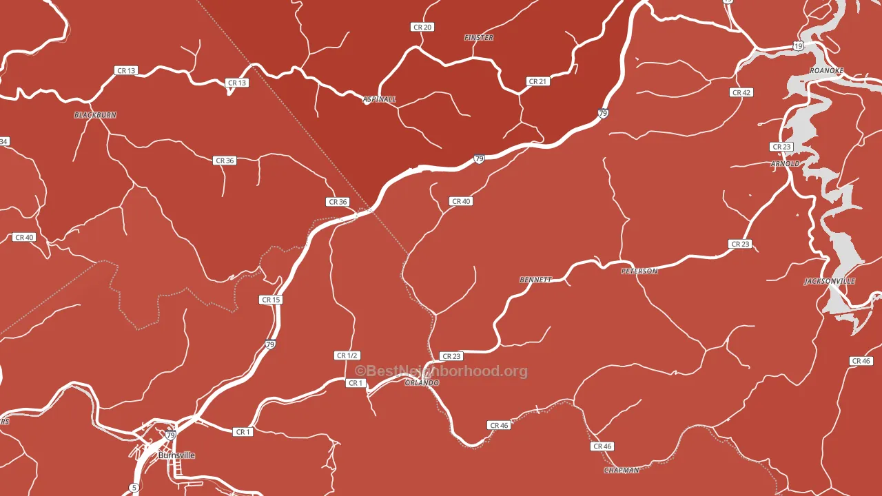 Orlando, WV block-group political-lean map