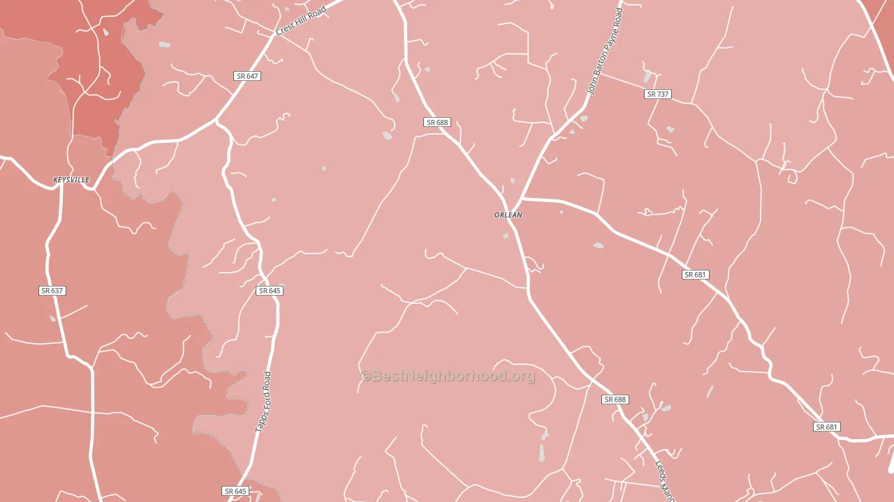 Orlean, VA block-group political-lean map
