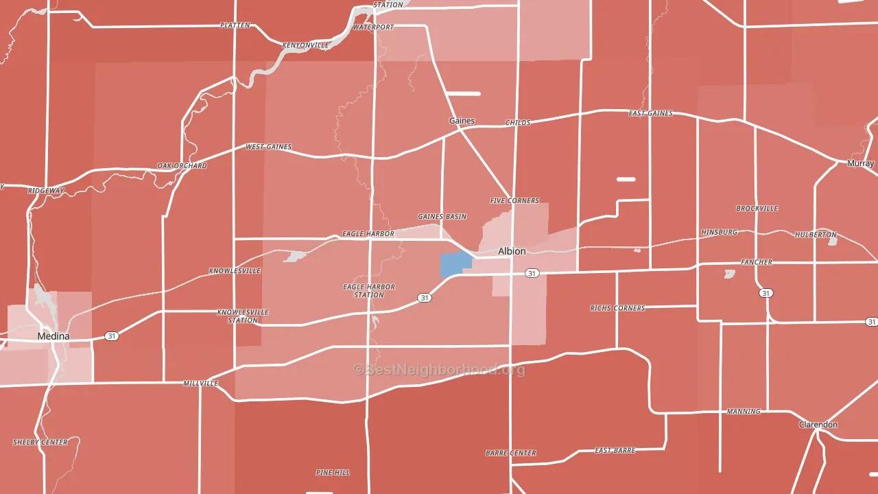 Orleans County, NY block-group political-lean map