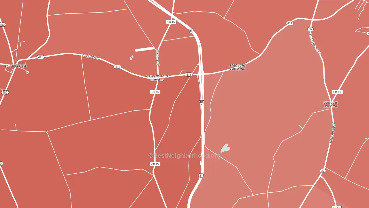 Orleans Four Corners, NY block-group political-lean map