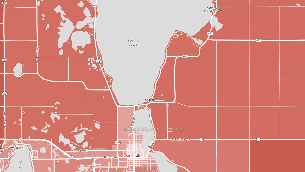 Orleans, IA block-group political-lean map