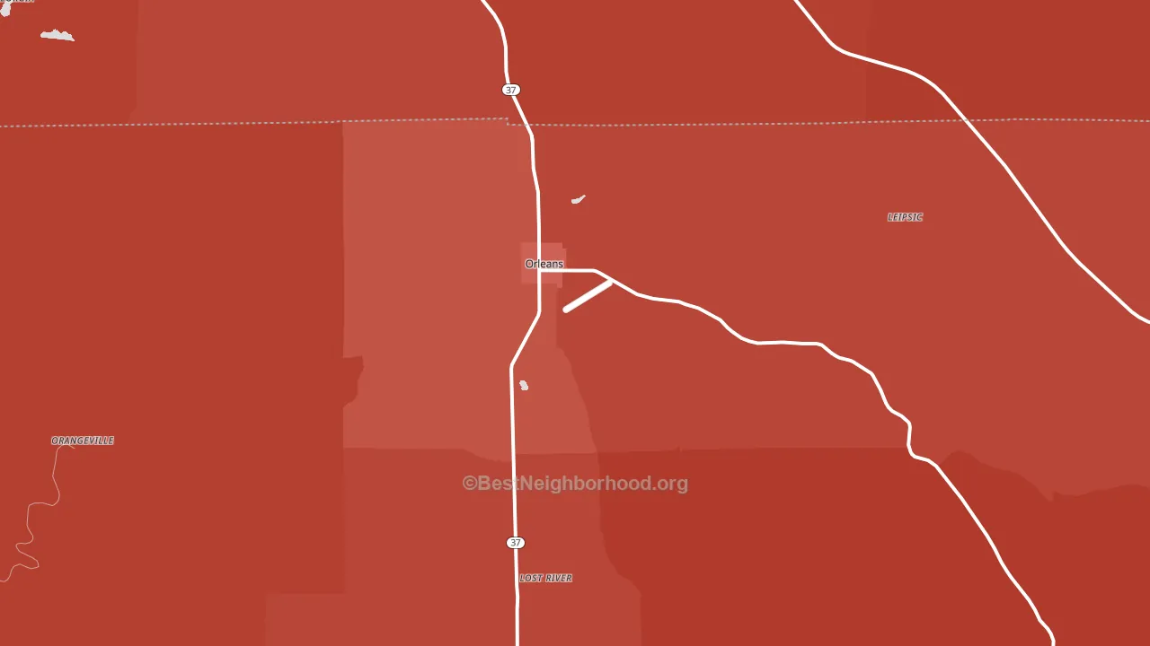 Orleans, IN block-group political-lean map