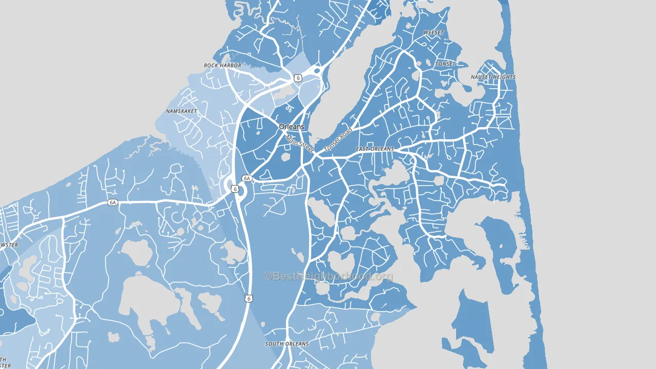 Orleans, MA block-group political-lean map