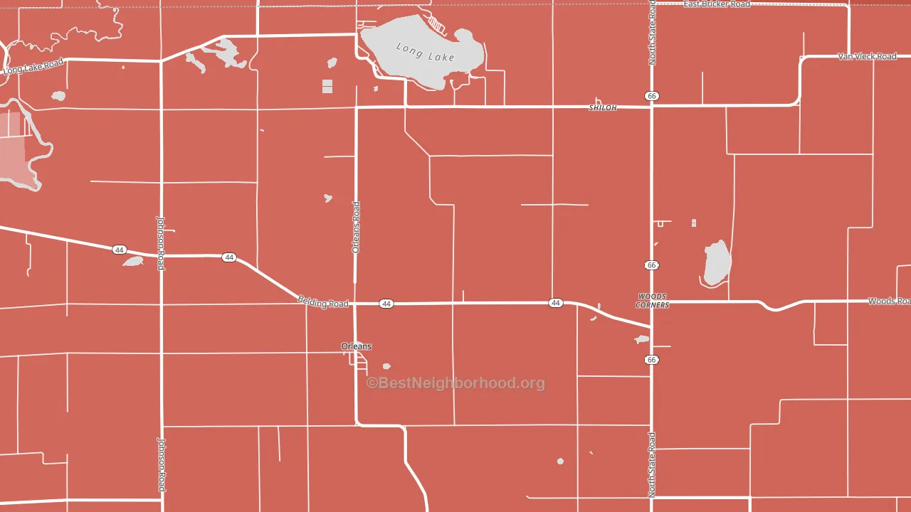Orleans, MI block-group political-lean map
