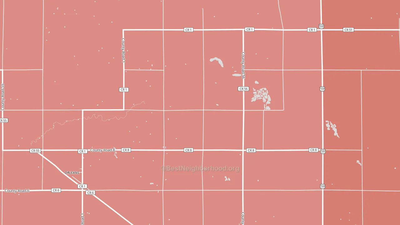 Orleans, MN block-group political-lean map