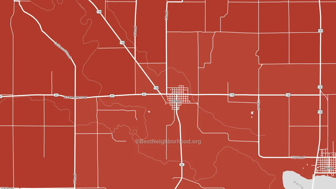 Orleans, NE block-group political-lean map