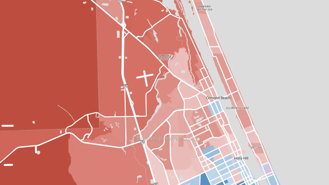Ormond Beach, FL block-group political-lean map