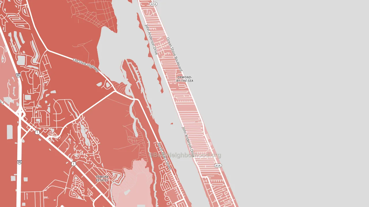 Ormond-by-the-Sea, FL block-group political-lean map
