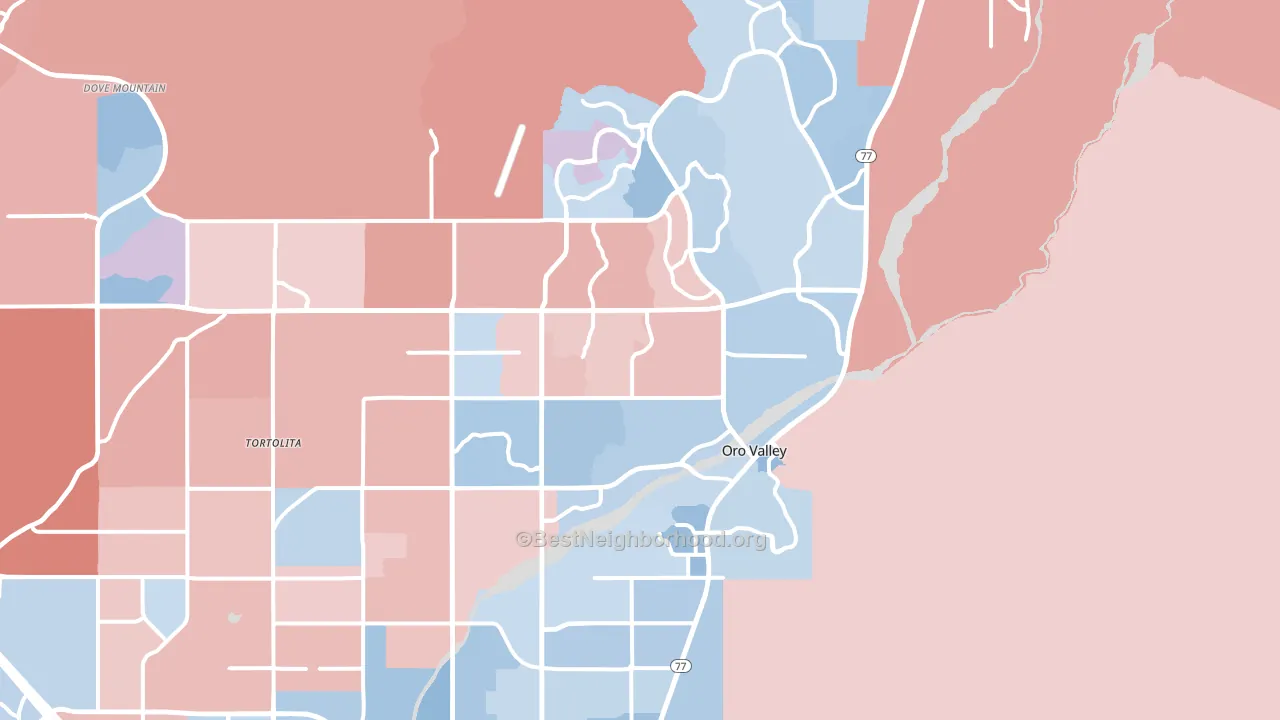 Oro Valley, AZ block-group political-lean map