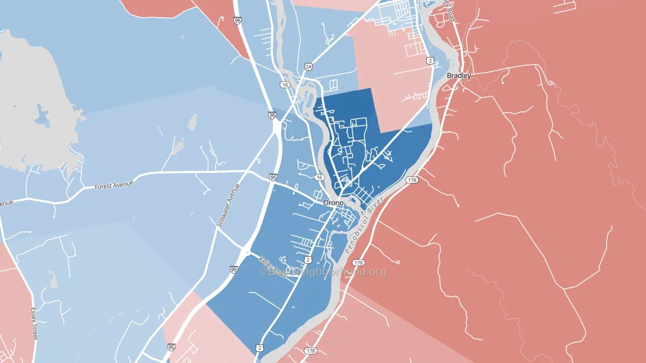 Orono, ME block-group political-lean map