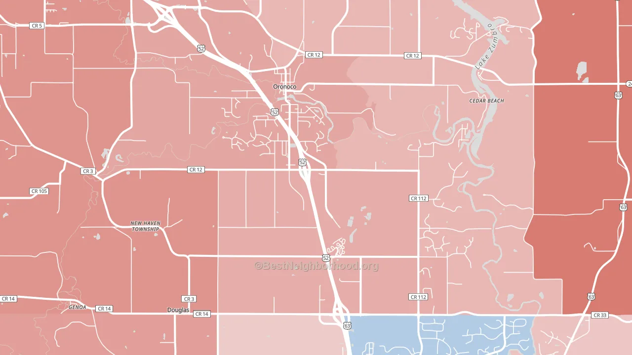 Oronoco, MN block-group political-lean map