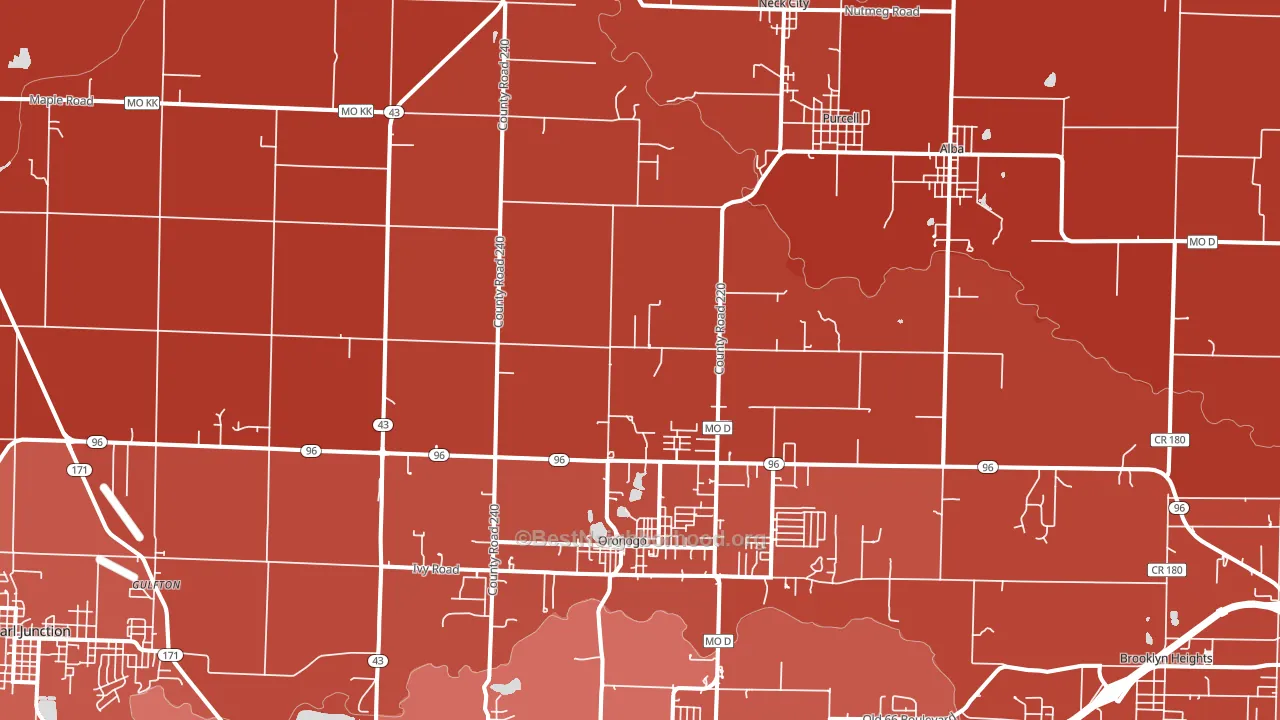 Oronogo, MO block-group political-lean map