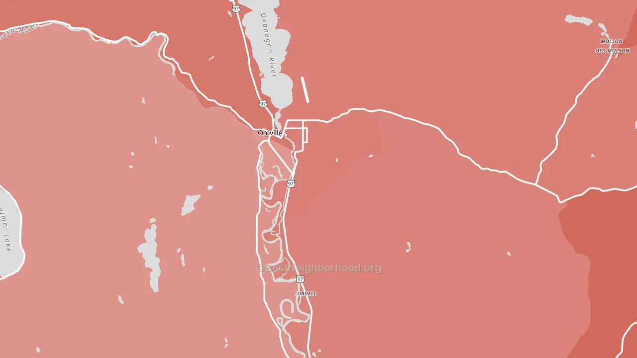 Oroville, WA block-group political-lean map