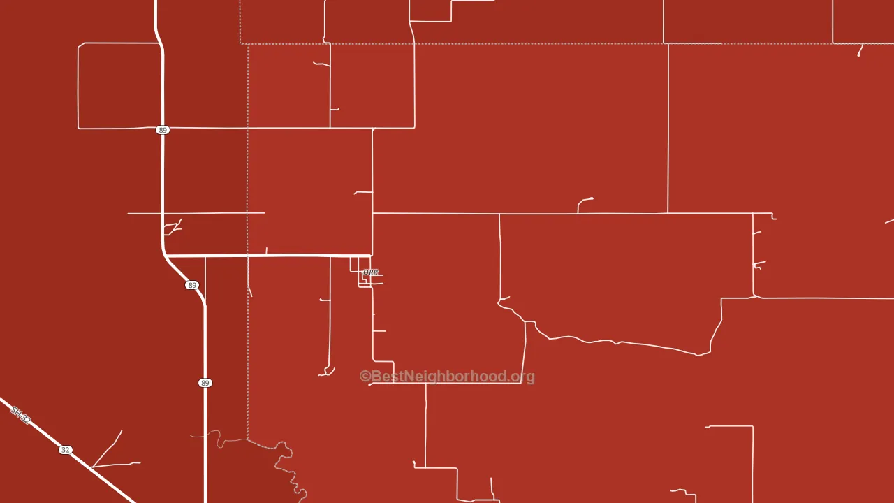 Orr, OK block-group political-lean map