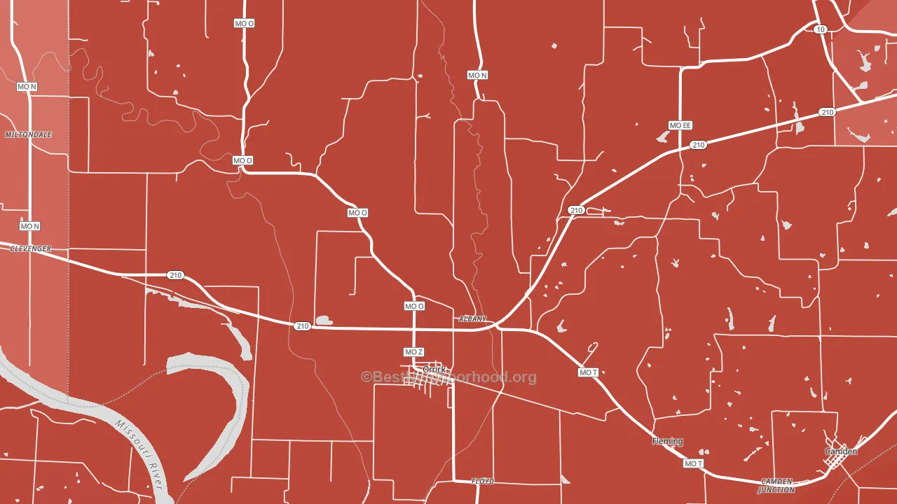 Orrick, MO block-group political-lean map