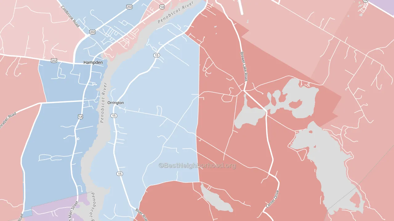 Orrington, ME block-group political-lean map