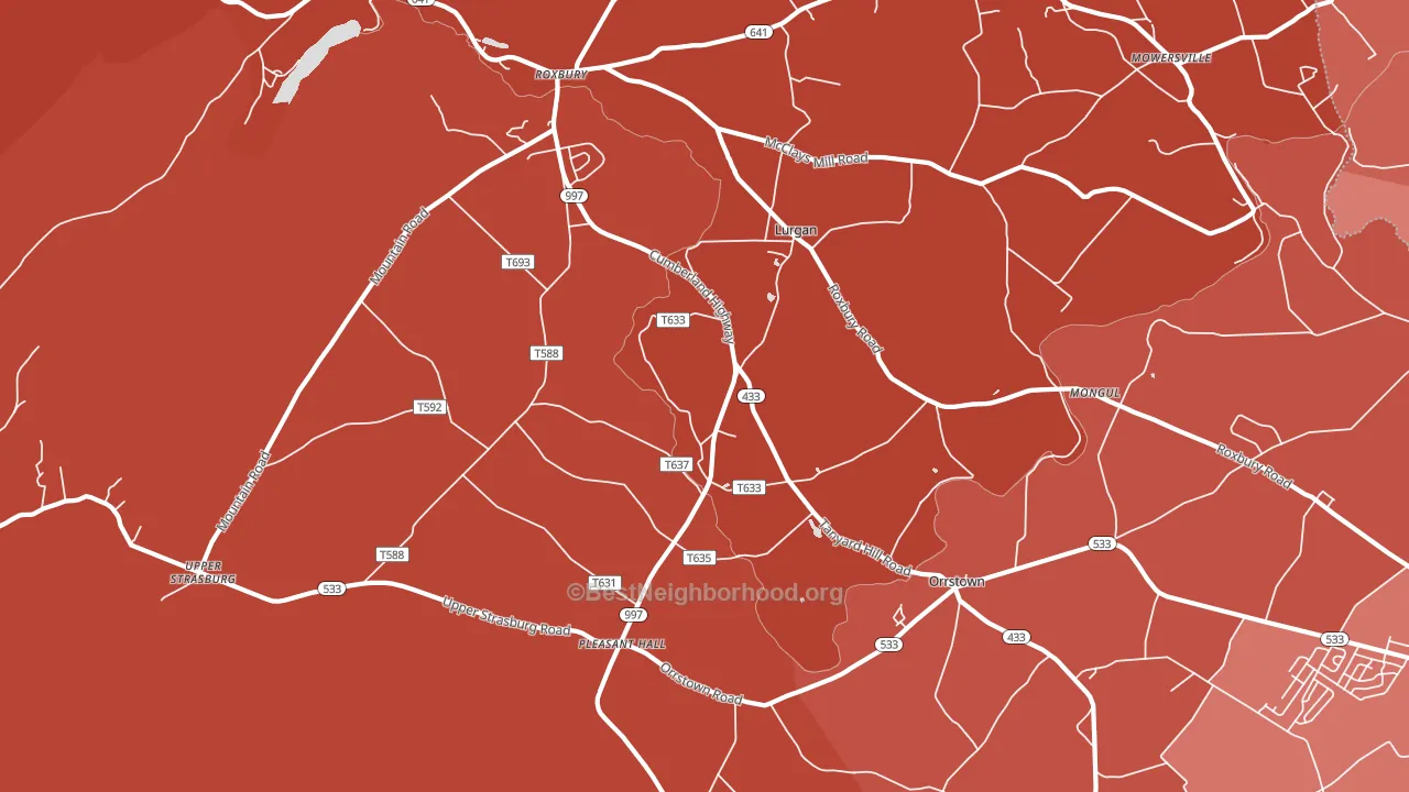 Orrstown, PA block-group political-lean map