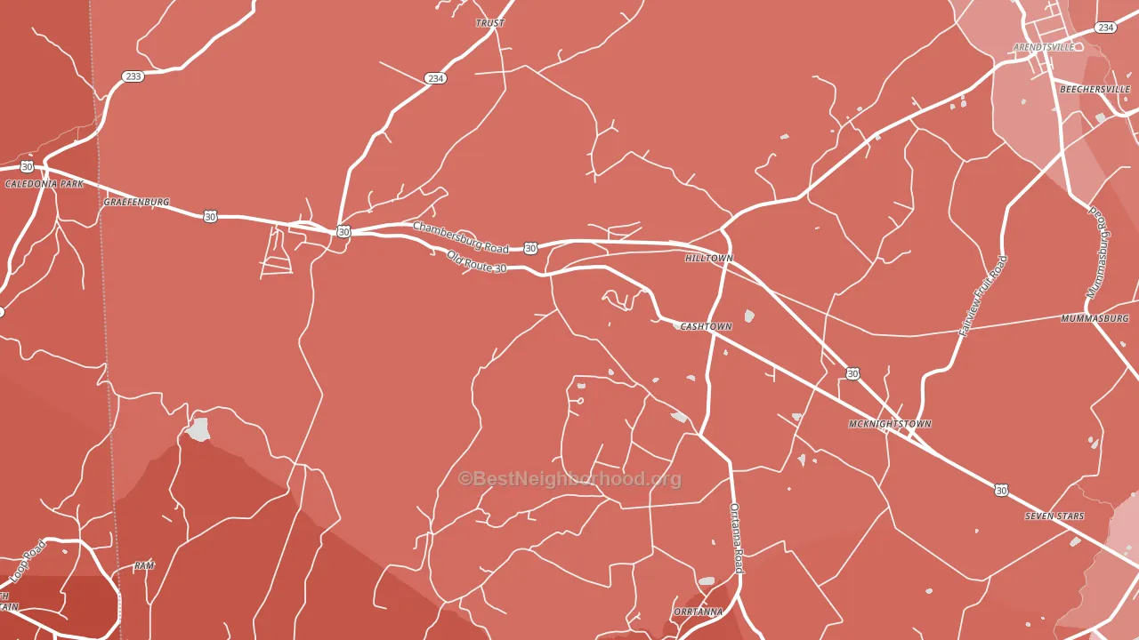 Orrtanna, PA block-group political-lean map