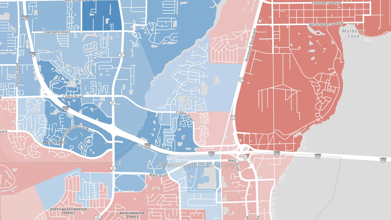 Ortega Hills, Jacksonville, FL block-group political-lean map