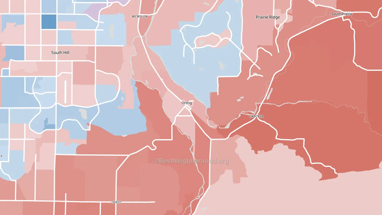 Orting, WA block-group political-lean map