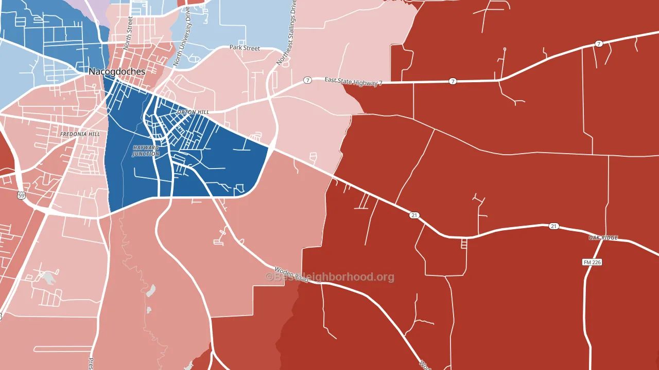 Orton Hill, TX block-group political-lean map