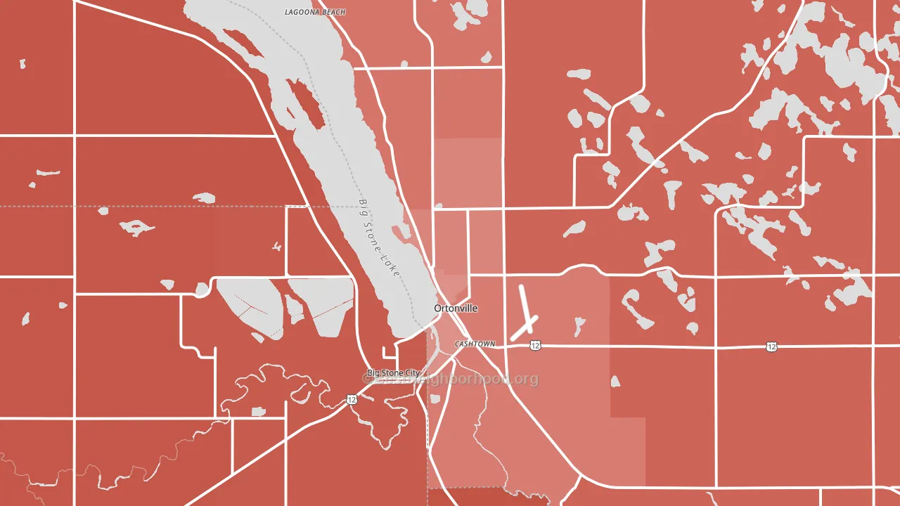 Ortonville, MN block-group political-lean map