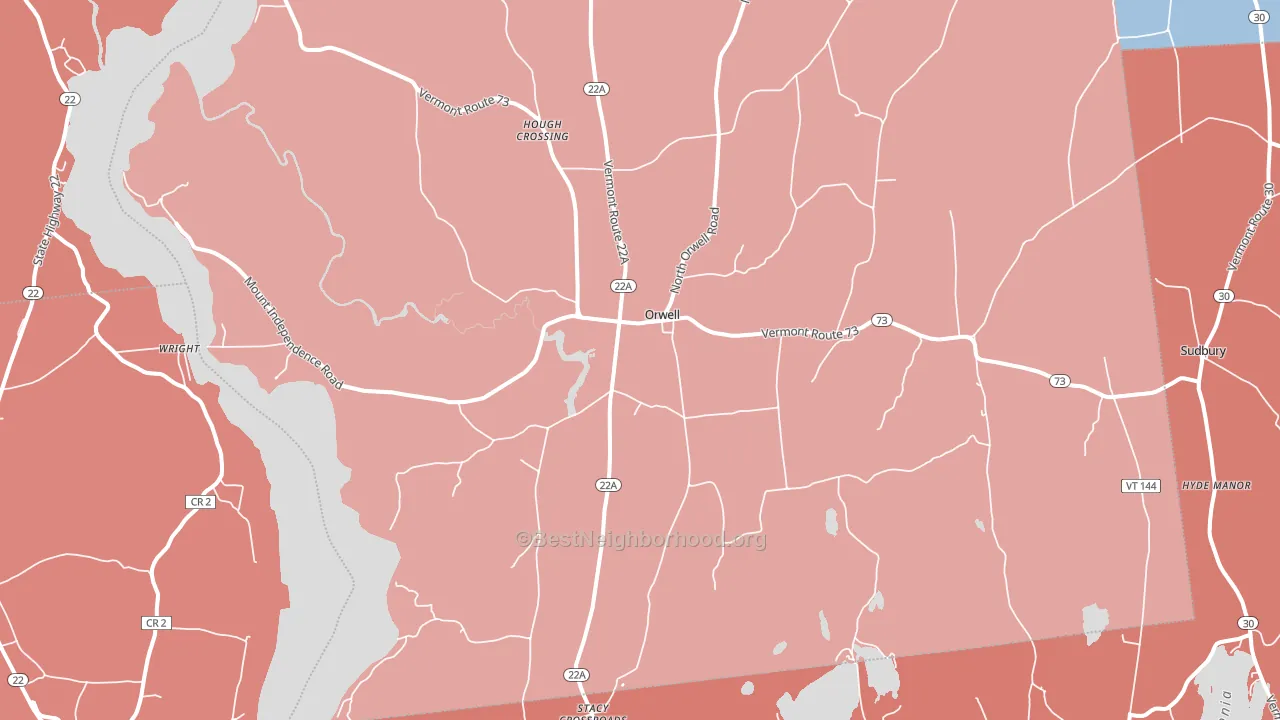 Orwell, VT block-group political-lean map