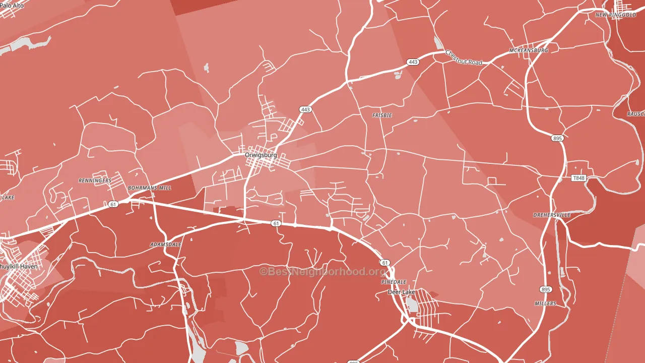 Orwigsburg, PA block-group political-lean map