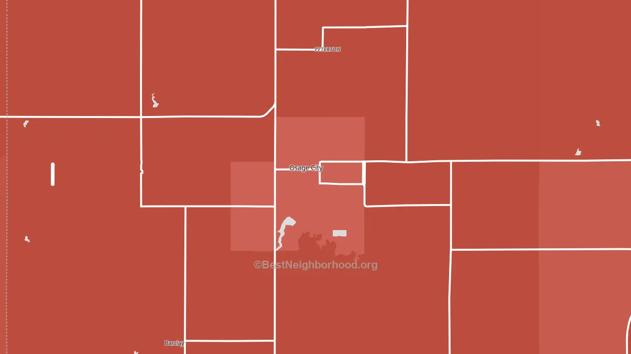 Osage City, KS block-group political-lean map