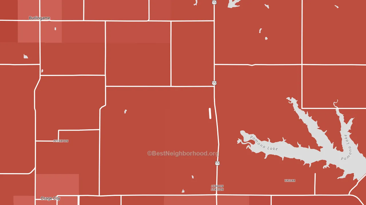 Osage County, KS block-group political-lean map