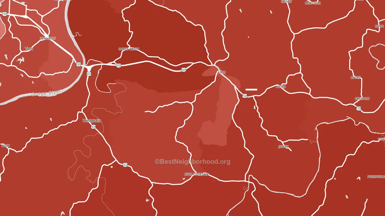 Osage County, MO block-group political-lean map