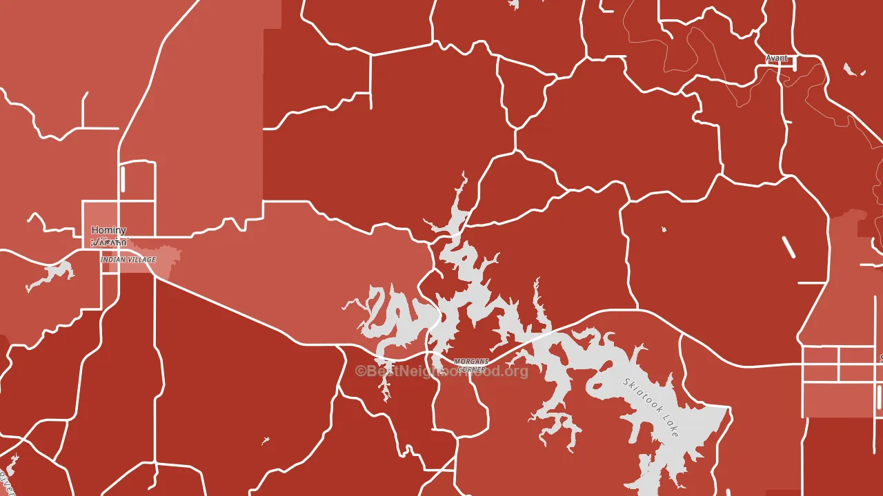 Osage County, OK block-group political-lean map