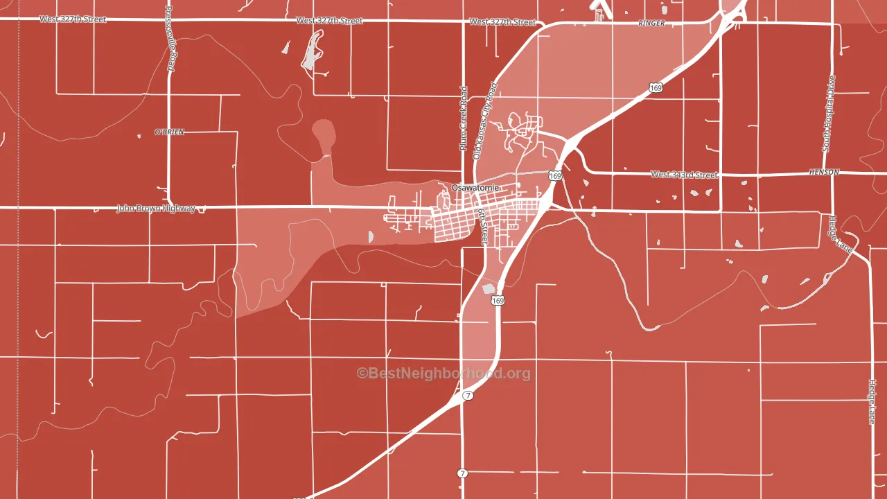 Osawatomie, KS block-group political-lean map