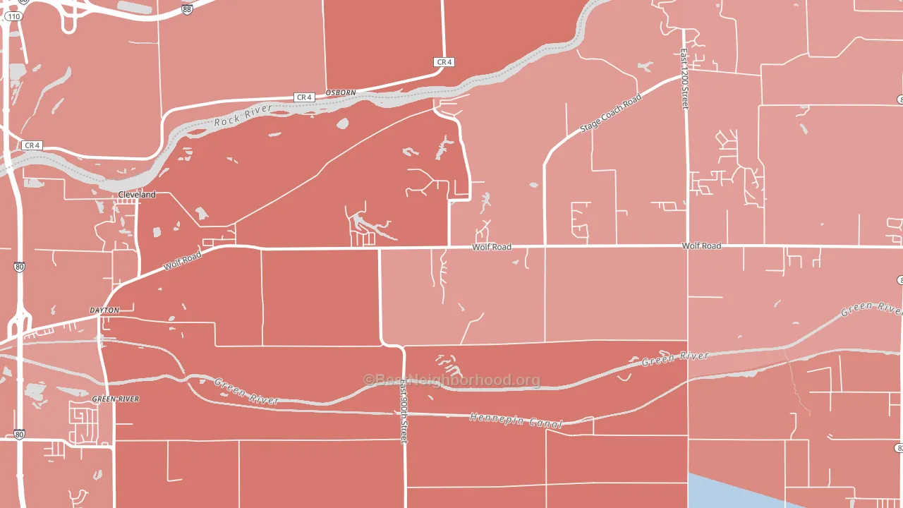 Osborn, IL block-group political-lean map