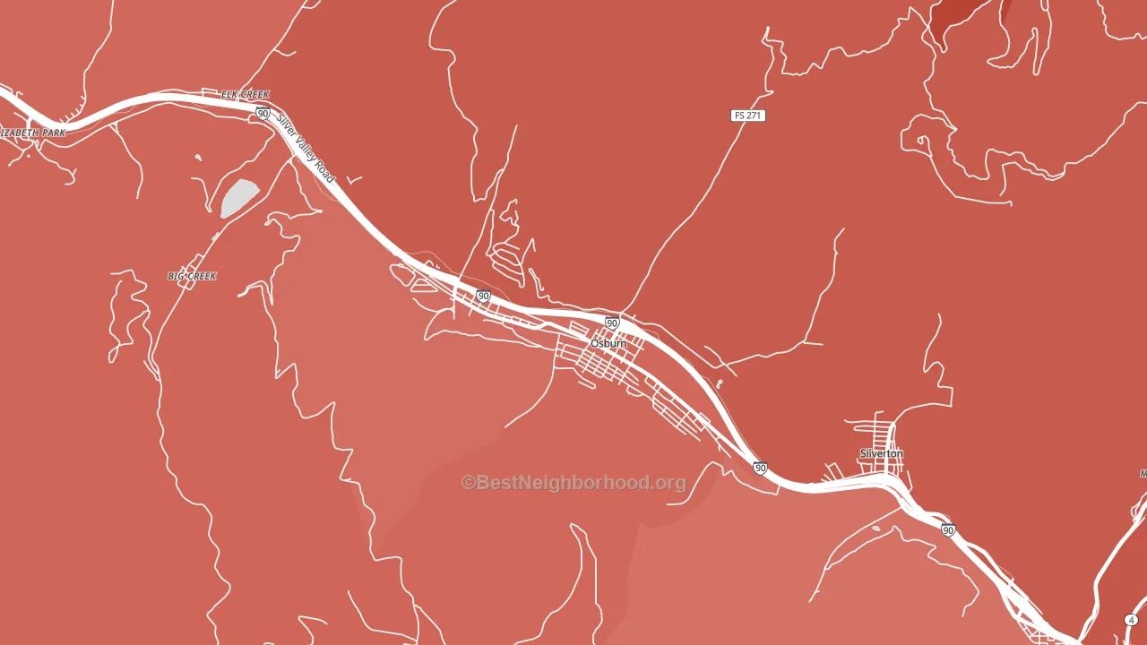 Osburn, ID block-group political-lean map