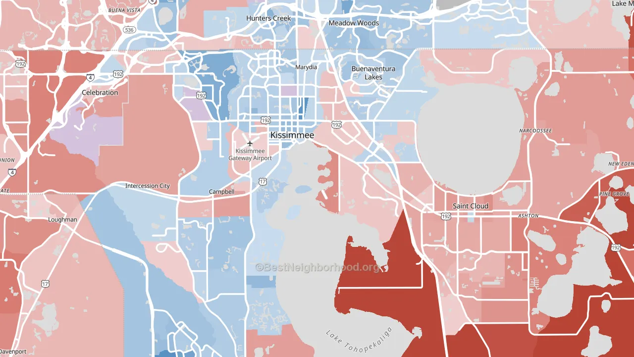 Osceola County, FL block-group political-lean map