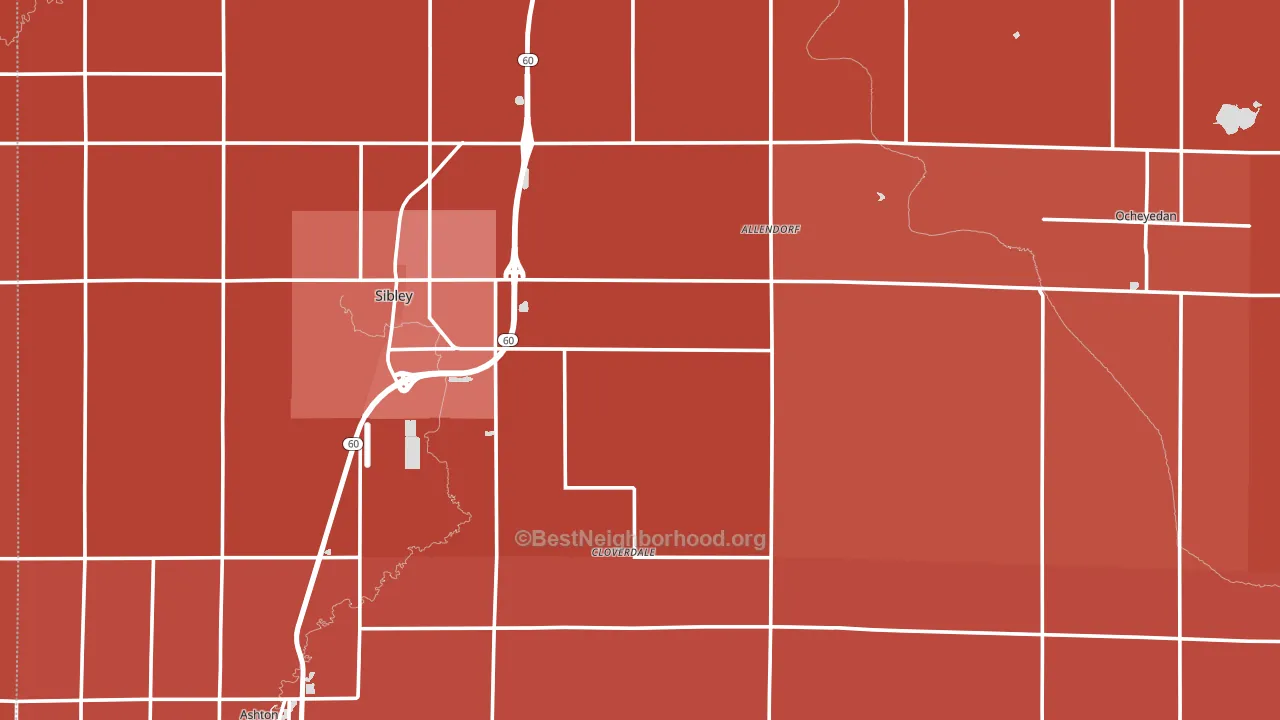 Osceola County, IA block-group political-lean map