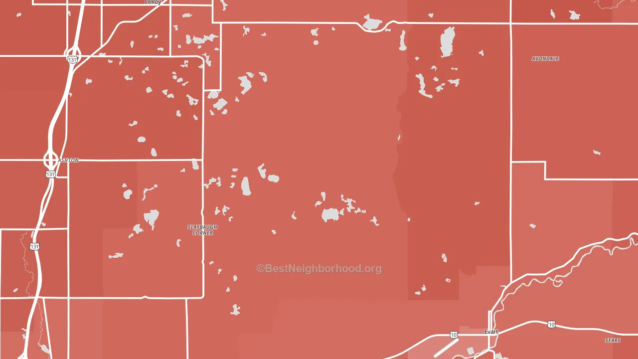 Osceola County, MI block-group political-lean map