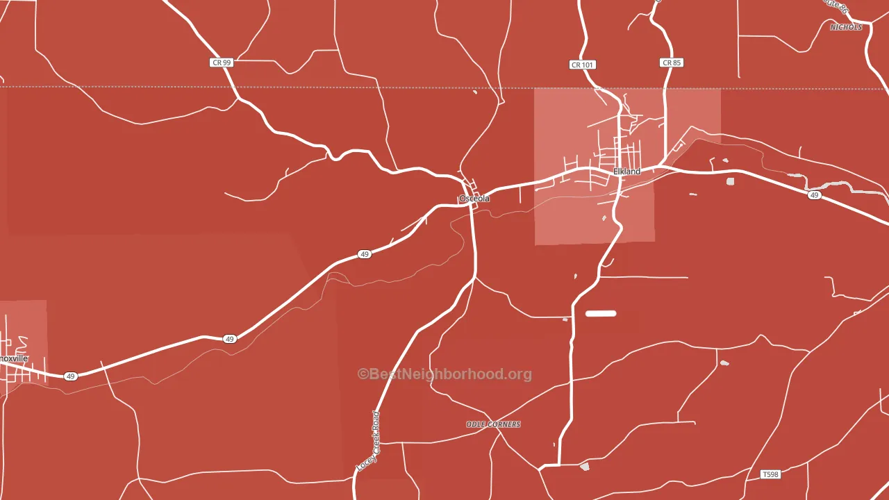Osceola, PA block-group political-lean map