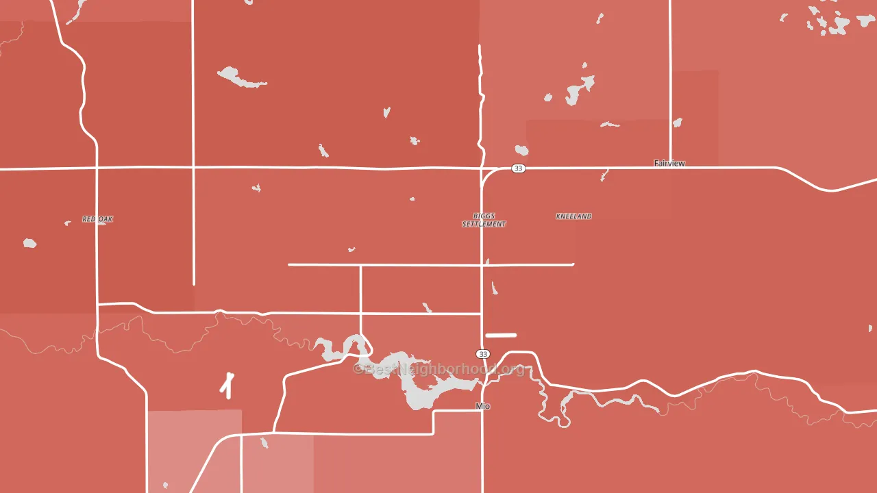 Oscoda County, MI block-group political-lean map