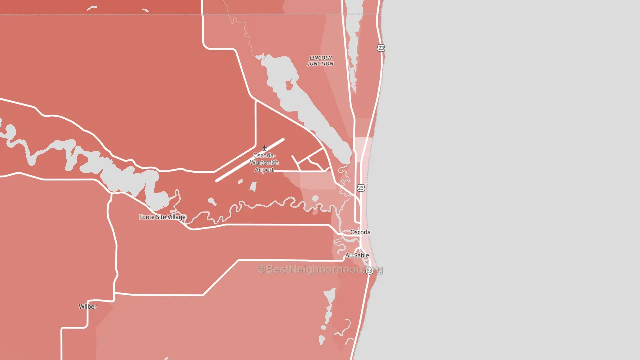 Oscoda, MI block-group political-lean map