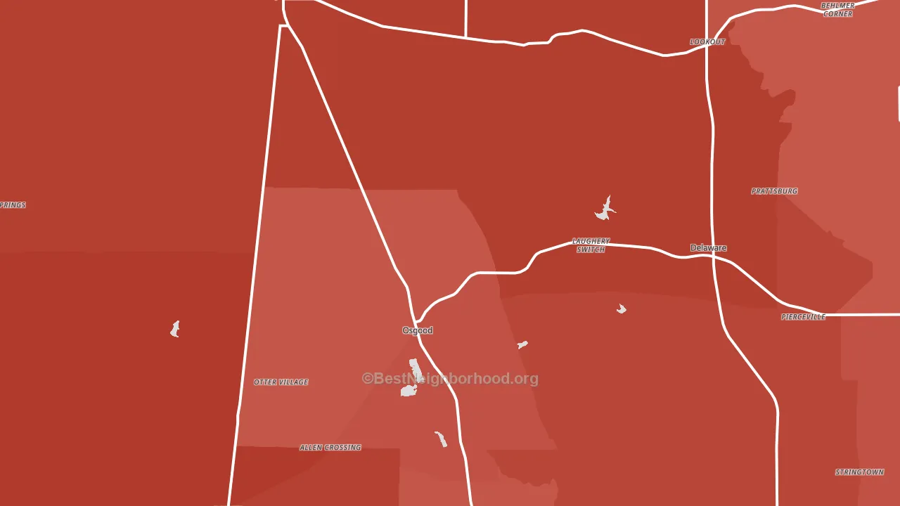 Osgood, IN block-group political-lean map
