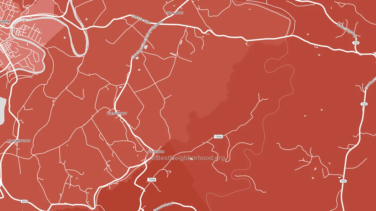 Oshanter, PA block-group political-lean map