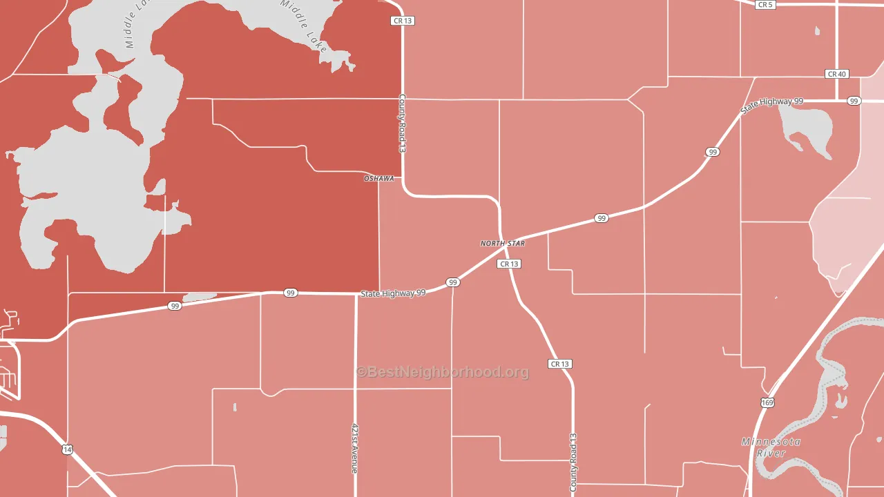 Oshawa, MN block-group political-lean map