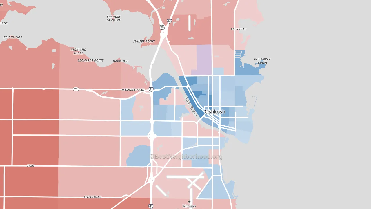 Oshkosh, WI block-group political-lean map