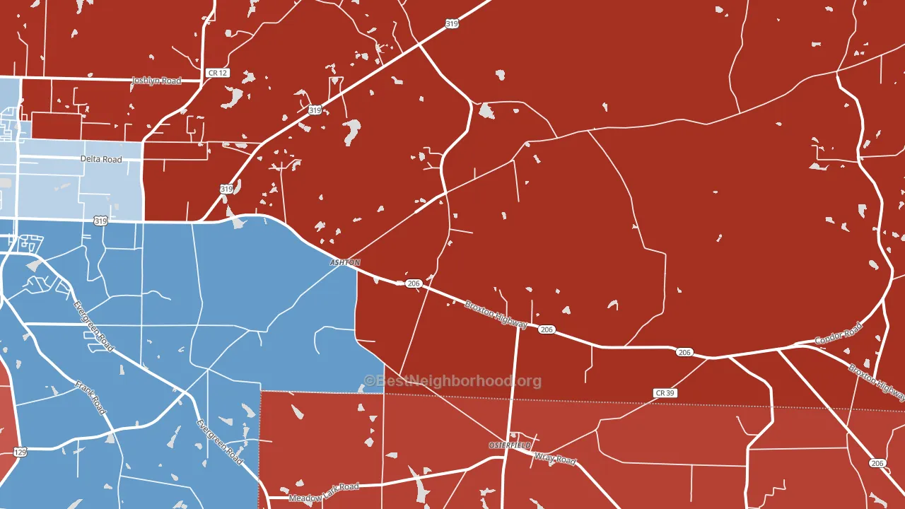 Osierfield, GA block-group political-lean map
