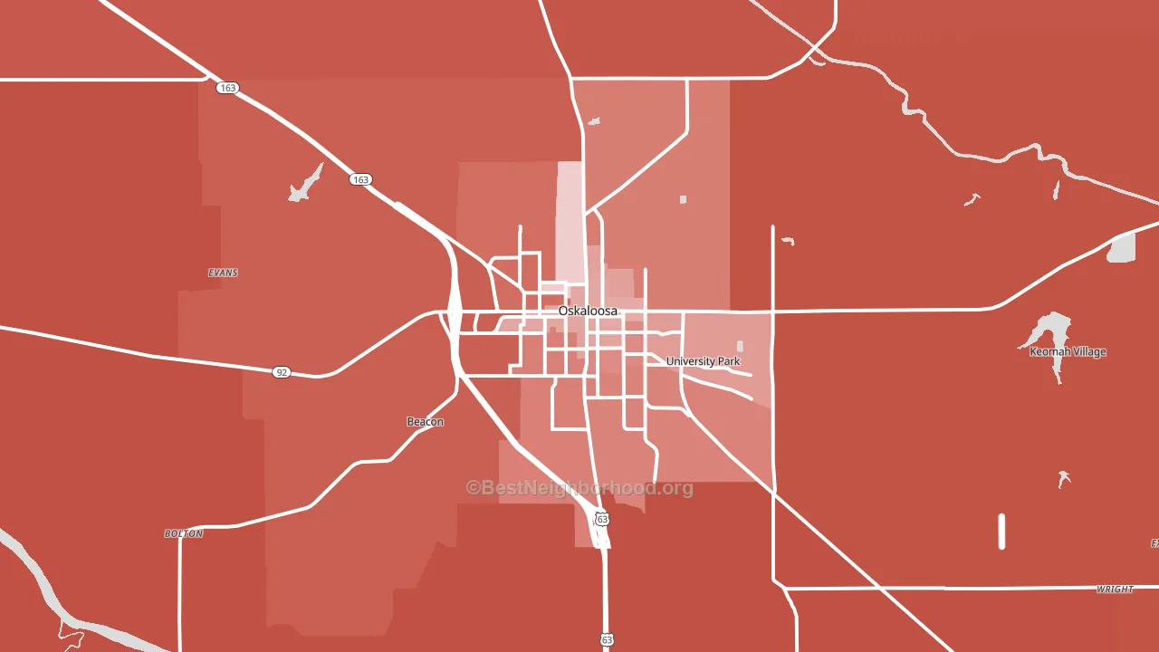 Oskaloosa, IA block-group political-lean map