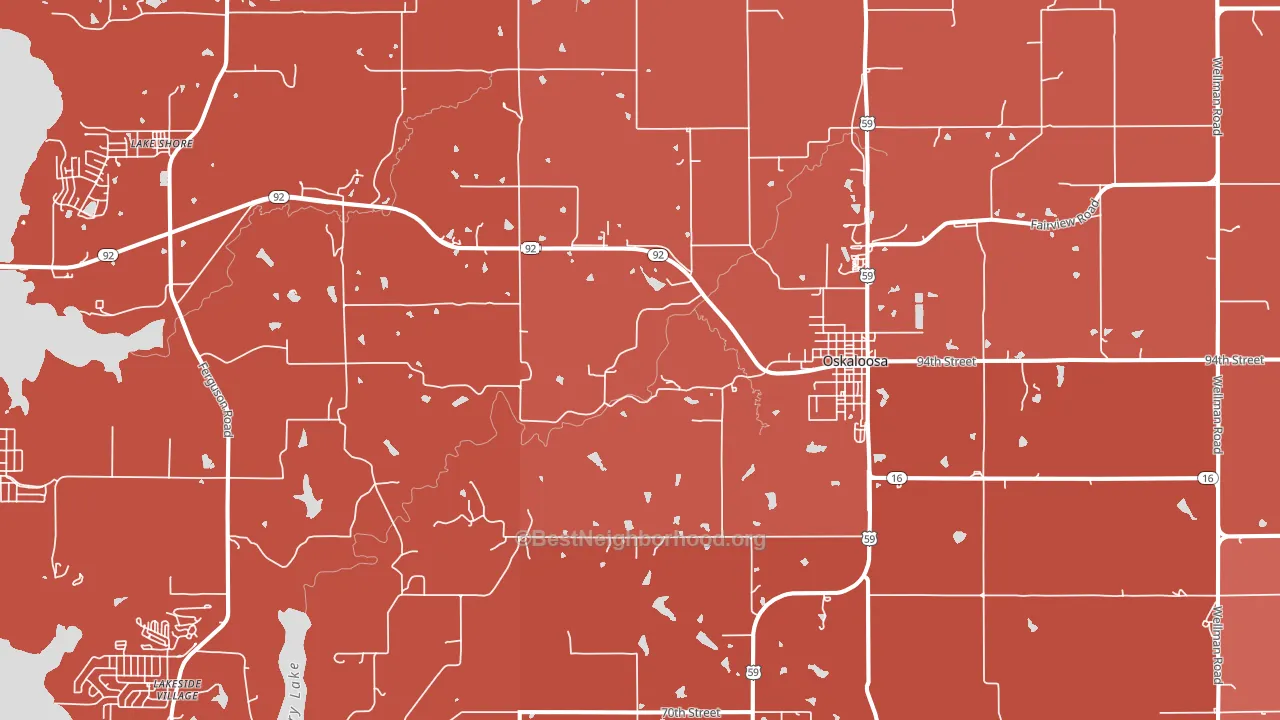 Oskaloosa, KS block-group political-lean map